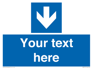 Custom Directional signage blue down arrow 